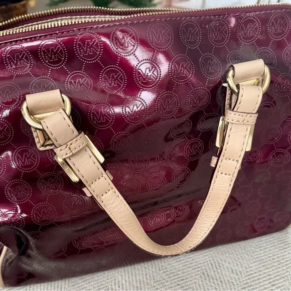 Michael Kors Deep Red Patent Leather Satchel - Picture 4 of 16